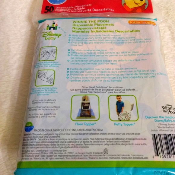 Disney Winnie the Pooh Table Toppers (50) Disposable Placemats Stick On - Picture 3 of 5